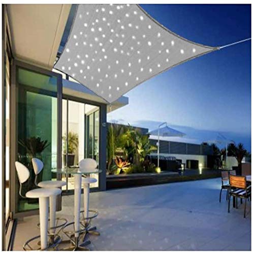 Sonnensegel Rechteckig Mit Beleuchtung LED Licht, Sonnensegel Wasserdicht, Sonnenschutz Für Garten Oder Terrasse Luftdurchlässig Und Atmungsaktiv PES Polyester Windschutz,Grau,2X2m von YSHUAI