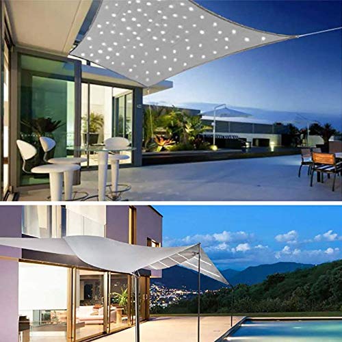 Sonnensegel Rechteckig Mit LED Beleuchtung Licht, Sonnenschutz Wasserdicht Polyester Oxford Stoff Mit 95% UV-Block Markisen Für Draußen Terrasse Balkon Und Garten,2.5X3m von YSHUAI