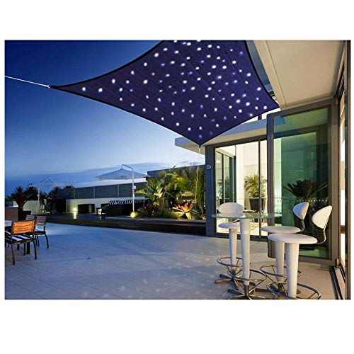 YSHUAI Sonnensegel mit LED-Beleuchtung, wasserdicht, Polyester-Oxford-Gewebe mit 95 % UV-Block-Markisen für draußen, Terrasse, Balkon und Garten, 2 x 2 m von YSHUAI