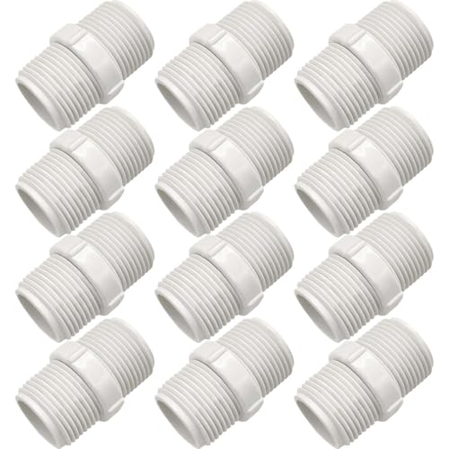YSIL 12 Stück 3/4 Zoll PVC Nippel Kupplung Adapter PVC NPT Außengewinde für Sanitär-Zeitplan 40 YSIL 12 Stück 3/4 Zoll PVC Nippel Kupplung Adapter PVC NPT Außengewinde für Sanitär-Zeitplan 40 von YSIL
