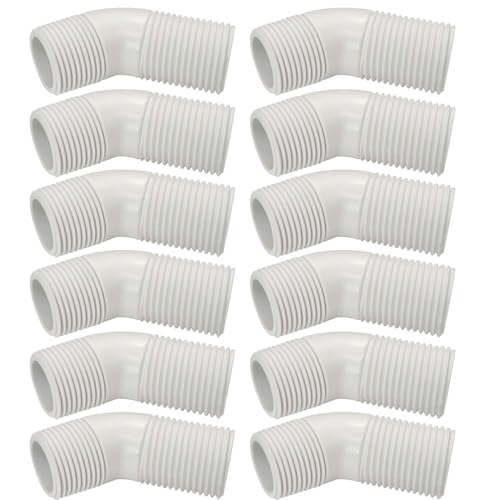 YSIL 3/4 Zoll NPT x 3/4 Zoll GHT Winkelstück PVC-Nippel Gartenschlauchadapter Außengewindeverschraubungen zum Verlängern und Verbinden von Rohren (12 Stück) von YSIL