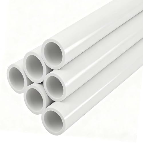 YSIL PVC-Rohr, 1,27 cm lang, Sch40, Möbelqualität, für Zuhause, Bauernhof, Garten, Werkstatt, Weiß, 6 Stück von YSIL