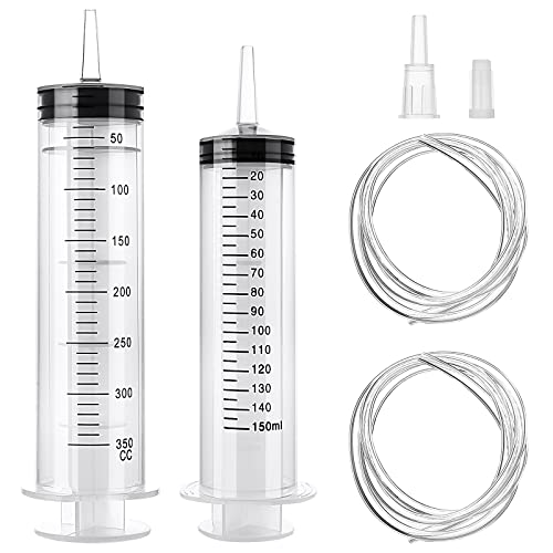 2 Stück Kunststoff Spritze 150ml+350ml Spritze mit Schlauch, Großer Spritze Dosierspritze Ölspritze Plastikspritze für den Flüssigkeitstransfer Spritzen für Experimente von Ysimple