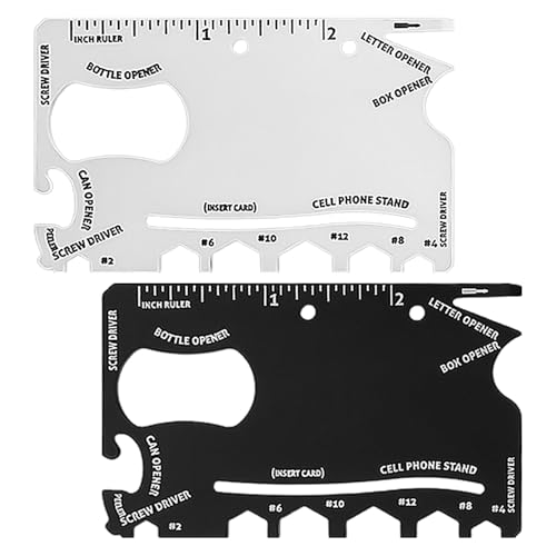 2-Teiliges Multitool, Kartenwerkzeug Aus Edelstahl, Mini-Schraubenschlüssel, Outdoor-Multitool, Flaschenöffner, Mehrzweck-Taschenwerkzeug von YSJCHEBS