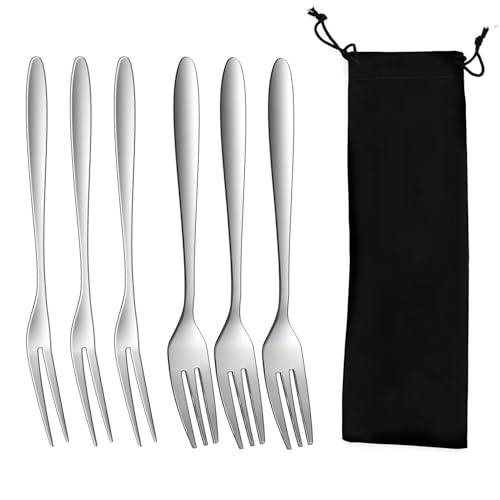 6 Stück Besteckgabeln Aus Edelstahl Und 1 Stück Bestecktasche, Obstgabeln, Dessertgabeln, Essensgabeln, Backwerkzeuge, Küchenutensilien 6 Stück Besteckgabeln Aus Edelstahl Und 1 Stück Bestecktasche, Obstgabeln, Dessertgabeln, Essensgabeln, Backwerkzeuge, Küchenutensilien von YSJCHEBS