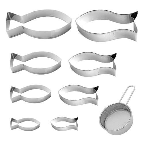 8 Stück Kleine Fisch-Ausstechformen, 1 Stück Puderzuckersieb, Fisch-Ausstechformen, Dekorative Kekse, Kleine Fisch-Ausstechformen, Fondant-Ausstechformen, Mini-Goldfisch-Ausstechformen-Set 8 Stück Kleine Fisch-Ausstechformen, 1 Stück Puderzuckersieb, Fisch-Ausstechformen, Dekorative Kekse, Kleine Fisch-Ausstechformen, Fondant-Ausstechformen, Mini-Goldfisch-Ausstechformen-Set von YSJCHEBS