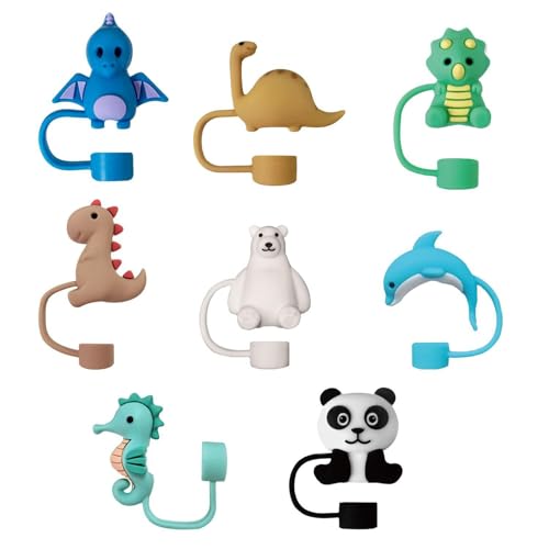 8 Stück Tier-Strohhüte, Stanley-Cup-Dinosaurier-Strohkappen, Tier-Strohaufsätze, Tier-Strohhüte, Silikon-Trinkhalme Mit Kapuze, Stanley-Cup-Zubehör 8 Stück Tier-Strohhüte, Stanley-Cup-Dinosaurier-Strohkappen, Tier-Strohaufsätze, Tier-Strohhüte, Silikon-Trinkhalme Mit Kapuze, Stanley-Cup-Zubehör von YSJCHEBS
