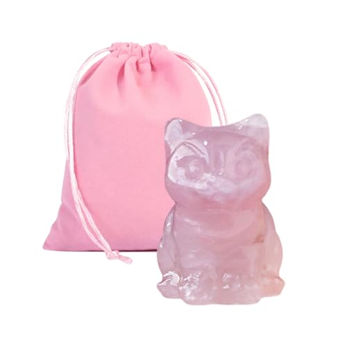 YSJCHEBS 1 Rosa Katzenornament Und 1 Aufbewahrungstasche, Heimschreibtisch, Tierische Dekoornamente, Kristallornamente von YSJCHEBS