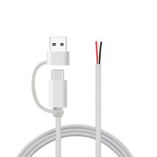 YSJJZRL 100 cm, Typ C/USB und Typ C Stecker auf 2-poliges Kabel, offenes Ende, 2-in-1-USB und Pigtail-Kabel Typ C für Heimwerker (USB und Typ C-Stecker, 100 cm) von YSJJZRL