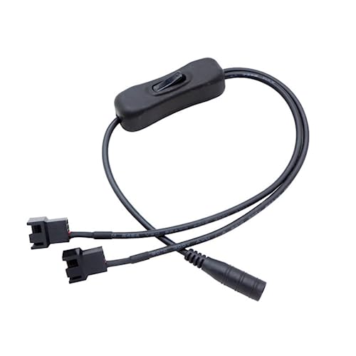 YSJJZRL 40 cm DC 5,5 x 2,1 mm Buchse auf Dual 4 Pin/Molex 4 Pin Stecker PC Gehäuse Lüfter Stromkabel mit Schalter für PC Lüfter (DC 5,5 x 2,1 auf 2 4-polig) von YSJJZRL