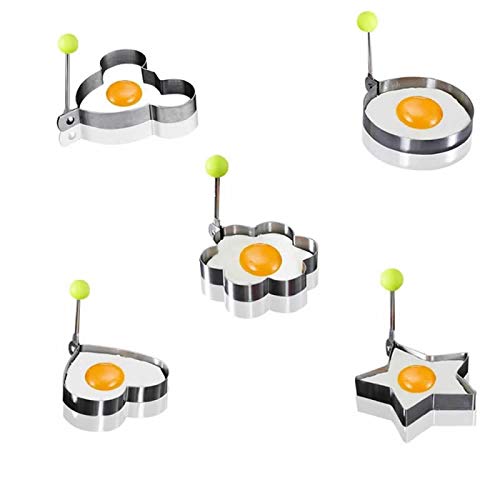 YSJJZRL 5 pcs Edelstahl Spiegelei Ringform Omelett Pfannkuchenringe Süße Form Eierform Kochutensilien zum Frühstück von YSJJZRL