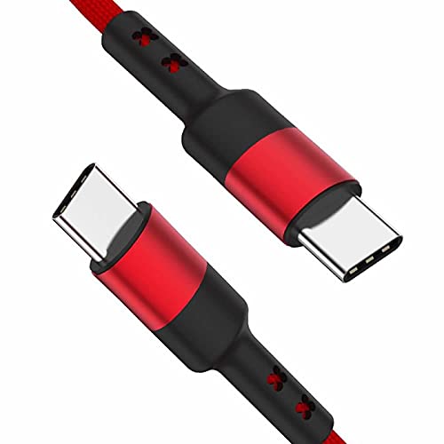 YSJJZRL USB-C-auf-USB-C-Kabel, (0.5M) PD 60 W Schnellladegerät USB Typ C geflochtenes Kabel Kompatibel mit Samsung Galaxy S21 S21+ S20+ S10 Note 20 Ultra 10 und mehr (Rot) von YSJJZRL