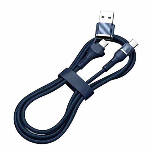 YSJJZRL USB auf USB C Kabel, [1 m] PD 60 W Typ C Schnellladekabel, 2-in-1 USB-A/C auf USB-C Nylon geflochtenes Handy-Ladekabel, kompatibel mit USB C Typ C Geräten, blau von YSJJZRL
