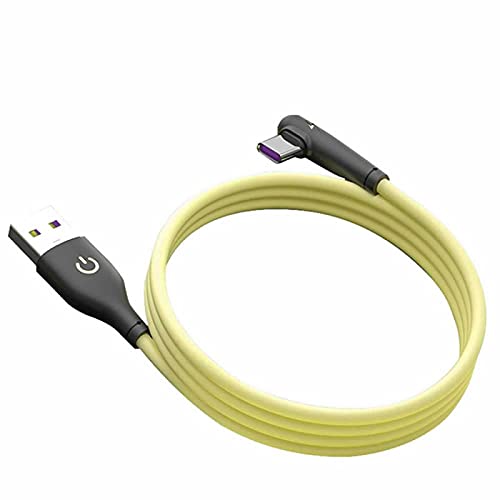 YSJJZRL rechtwinkliges Typ C-Kabel, 0.8ft 90-Grad-USB C-Kabel Schnellladekabel Datensynchronisationskabel für Samsung Galaxy S20 S10 S9 S8, Hinweis 9/8, A40 A50 A70 und mehr (Gelb) von YSJJZRL