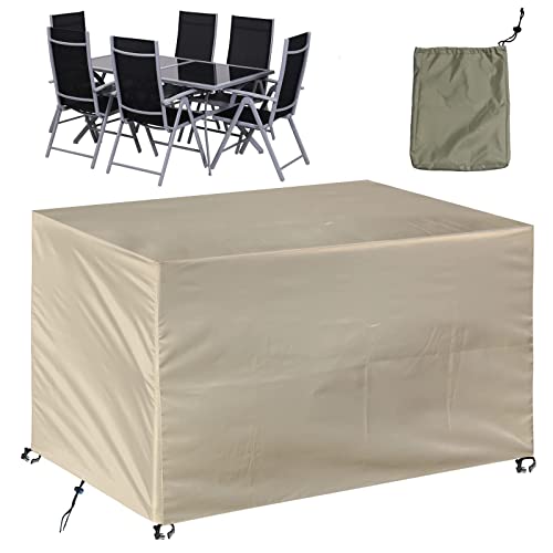 YSJYYHP Abdeckplane Gartenmöbel,160x100x75cm Schutzhülle Gartentischabdeckung Möbelsets,420D Oxford Gewebe Abdeckhaube,für Garten Möbel Gartentisch-Beige von YSJYYHP