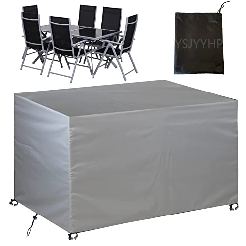 YSJYYHP Abdeckplane Gartenmöbel,68x68x120cm Schutzhülle Gartentischabdeckung Möbelsets,420D Oxford Gewebe Abdeckhaube,für Garten Möbel Gartentisch-Silver von YSJYYHP