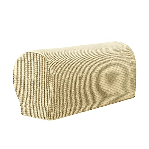 YSLJW Armlehnenbezüge, Jacquard Elastische Waschbar Couch Armlehnenschoner Armlehnenbezug Für Sessel Sofa (Beige,2 Pcs) von YSLJW