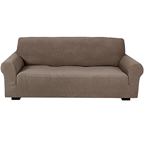 YSLLIOM High Stretch Sofabezug Moderne Sofaüberwurf Jacquard Elastische Sofahusse für Wohnzimmer Protector für Hunde Haustiere (Zweisitzer/2-Sitzer,Khaki) von YSLLIOM