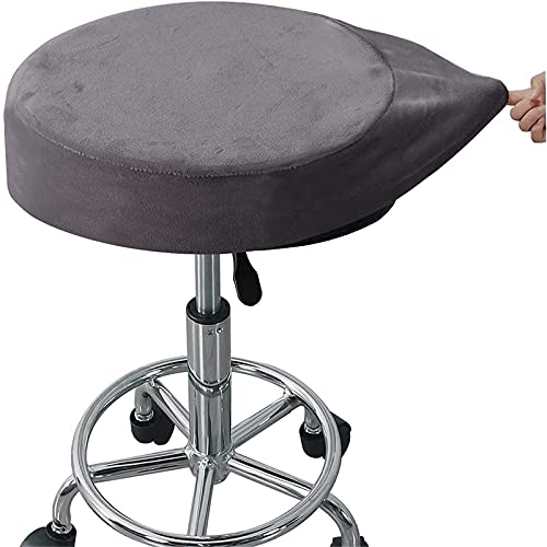 YSLLIOM Hockerbezug Runder Sitzhocker Bezug Stretch Hocker Rund Bezug Runder Stuhlbezug Protector Waschbarer Runder Drehbarer Hocker Schonbezug (Grau,Large) von YSLLIOM