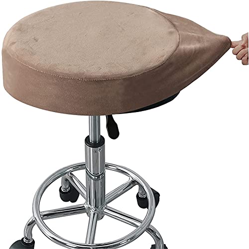 YSLLIOM Hockerbezug Runder Sitzhocker Bezug Stretch Hocker Rund Bezug Runder Stuhlbezug Protector Waschbarer Runder Drehbarer Hocker Schonbezug (Taupe,Medium) von YSLLIOM