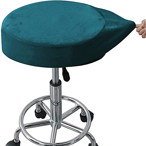 YSLLIOM Hockerbezug Runder Sitzhocker Bezug Stretch Hocker Rund Bezug Runder Stuhlbezug Protector Waschbarer Runder Drehbarer Hocker Schonbezug (Tiefgrün,X-Large) von YSLLIOM