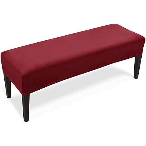 YSLLIOM Samt Dining Bench Cover Für Esszimmer, Weich Stretch Bezug Für Esszimmerstuhl Abnehmbare Waschbar Bank-Bezug Protector Für Wohnzimmer Küche Schlafzimmer (rot) von YSLLIOM