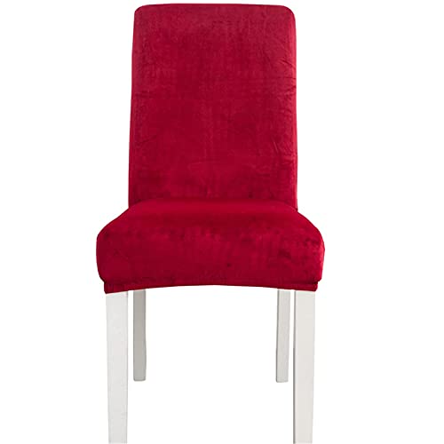 YSLLIOM Velvet Stretch Esszimmerstuhl Hussen, Spandex Plüsch Stuhlhussen Solide Esszimmer Stuhl Protector Home Decor (Packung mit 4,rot) von YSLLIOM