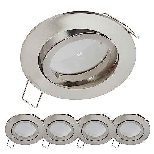 5x LED Einbaustrahler 3 Watt warmweiß 230V matt chrom dimmbar GU10 Modul Einbauleuchte schwenkbar Ø 68mm Lochmaß – Einbau-Spot Decken-Strahler Deckeneinbaustrahler Deckenspot Deckeneinbauleuchte von YanFeiYit