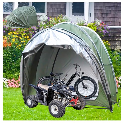 Fahrradzelt Hängen 2 in 1 Motorradgarage Winterfest für Terrassenmöbel,Fahrrad,Motorrad Fahrradschutzhülle Fahrrad Unterstand,Green von YSMSMZJK
