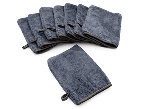 YSN Home Collection - Flauschige Mikrofaser Waschhandschuhe Waschlappen 16x21cm - 8 Stück - grau von YSN Home Collection