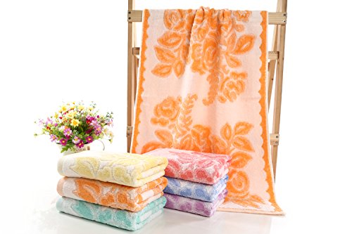 YSN Home Collection YSN11 - Baumwoll-Handtuch, extra flauschig und saugfähig - Orange Blumenmotiv, 30x50 cm von YSN Home Collection