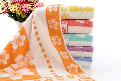 YSN Home Collection YSN13 - Baumwoll-Handtuch, extra flauschig und saugfähig - Orange, 34x70 cm - Blumen Muster von YSN Home Collection