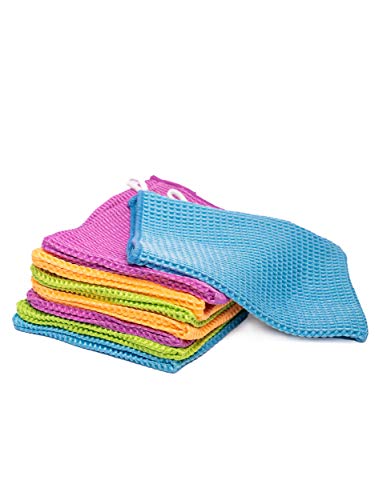YSN Home Collection YSN52 - Waffel Mikrofaser-Waschhandschuhe 8 STÜCK Gemischte Farben - 15x21 cm - Grün von YSN Home Collection