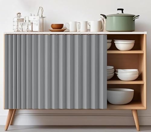 Schrankvorhang mit Gleitschienen – Staubdichter & Wasserdichter Vorhang für Küche, Badezimmer, Kleiderschrank – Leicht zu Montieren, Praktischer Sichtschutz für Regale, Schränke & offene Fächer(Gray,1 Schrankvorhang mit Gleitschienen – Staubdichter & Wasserdichter Vorhang für Küche, Badezimmer, Kleiderschrank – Leicht zu Montieren, Praktischer Sichtschutz für Regale, Schränke & offene Fächer(Gray,1 von YSPZDQ
