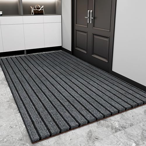 YSPZDQ Fußmatte Schmutzfangmatte Fußmatte Outdoor Fussmatten Türmatte Außen - Saugfähig rutschfest Schmutzfangend Weich für Innen- und Außenbereich(Gray,90 x 200cm) von YSPZDQ