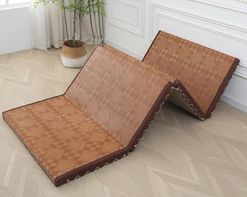 YSPZDQ Japanische Tatami Bodenmatte Faltbar als Futon & Kokosmatratze - Yoga Matte für Meditation, Zen Raum, Teezeremonie - Naturlatex, Gästebett oder Entspannungsfläche(C,120 x 200 x 3cm) von YSPZDQ
