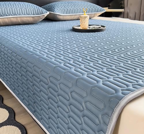 YSPZDQ Kühlend Atmungsaktive Matratzenschoner, Bequem Weich Matratzenauflage, Eiseseide Latex Matratze, Matratzenhülle für Zuhause und Wohnheim(Blue,90x200cm) von YSPZDQ