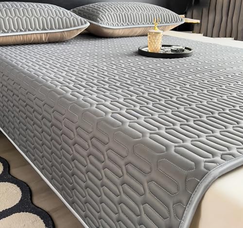 YSPZDQ Kühlend Atmungsaktive Matratzenschoner, Bequem Weich Matratzenauflage, Eiseseide Latex Matratze, Matratzenhülle für Zuhause und Wohnheim(Gray,90x200cm) von YSPZDQ