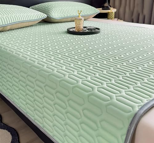 YSPZDQ Kühlend Atmungsaktive Matratzenschoner, Bequem Weich Matratzenauflage, Eiseseide Latex Matratze, Matratzenhülle für Zuhause und Wohnheim(Light Green,90x200cm) von YSPZDQ