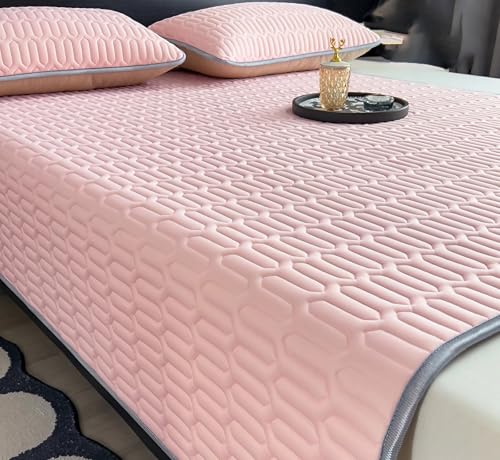 YSPZDQ Kühlend Atmungsaktive Matratzenschoner, Bequem Weich Matratzenauflage, Eiseseide Latex Matratze, Matratzenhülle für Zuhause und Wohnheim(Pink,180x200cm) von YSPZDQ