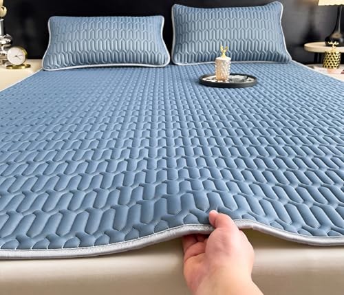 YSPZDQ Kühlend Matratzenschoner, Atmungsaktive Matratzenauflage, Bequem matratze, Weich matratzenhülle, Waschbar für Zuhause und Wohnheim(Blue,150x200cm) von YSPZDQ