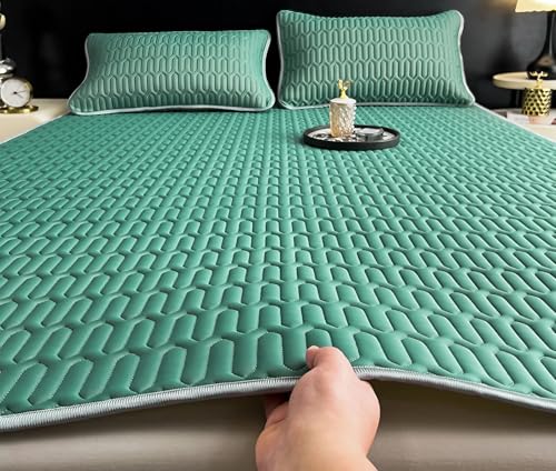 YSPZDQ Kühlend Matratzenschoner, Atmungsaktive Matratzenauflage, Bequem matratze, Weich matratzenhülle, Waschbar für Zuhause und Wohnheim(Green,180x200cm) von YSPZDQ