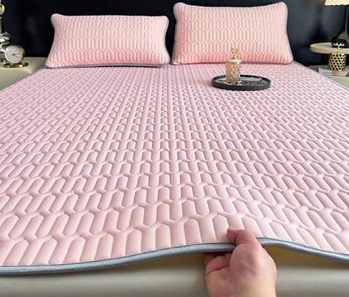 YSPZDQ Kühlend Matratzenschoner, Atmungsaktive Matratzenauflage, Bequem matratze, Weich matratzenhülle, Waschbar für Zuhause und Wohnheim(Pink,180x200cm) von YSPZDQ