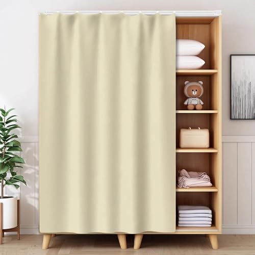 YSPZDQ Schrank Vorhang, Vorhang für Schrank, Schrankvorhang Verdunkelung Staubschutz Sichtschutz Dick, Samt Vorhang für Schränke, Schranktüren, Fenster und Küchenabstellräume(Beige,100X200cm) von YSPZDQ