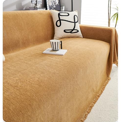 YSPZDQ Sofa Überwurfdecke aus Chenille – Weich & Langlebig, Kratzfest, Pillinggeschützt – Couch Überwurf für Bett, Sofa und Stuhl(Brown,180 x 230 cm) von YSPZDQ
