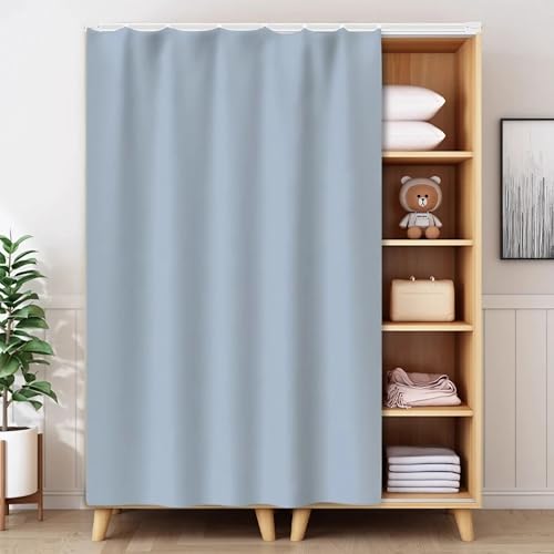 YSPZDQ Stanzfrei Schrank Vorhang, Wasserdicht Verdunkelung Vorhang für Schrank, Dicker Schrankvorhang zum Schieben, Regal Vorhang für Küche & Fenster(Light Blue,120X150cm) von YSPZDQ