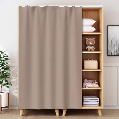 YSPZDQ Stanzfrei Schrank Vorhang, Wasserdicht Verdunkelung Vorhang für Schrank, Dicker Schrankvorhang zum Schieben, Regal Vorhang für Küche & Fenster(Milk Coffee,80X180cm) von YSPZDQ