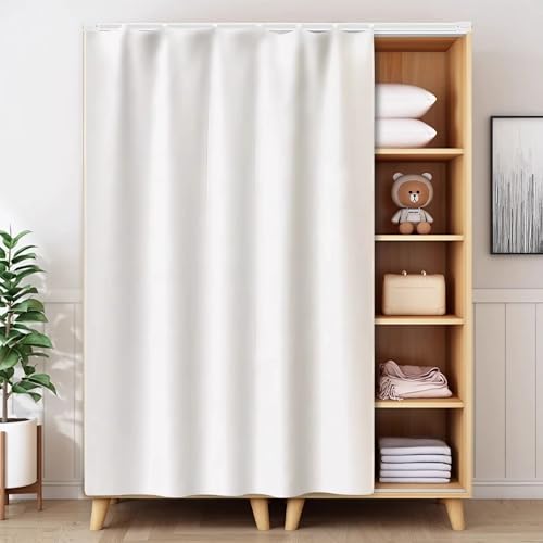 YSPZDQ Stanzfrei Schrank Vorhang, Wasserdicht Verdunkelung Vorhang für Schrank, Dicker Schrankvorhang zum Schieben, Regal Vorhang für Küche & Fenster(Off-White,120X160cm) von YSPZDQ