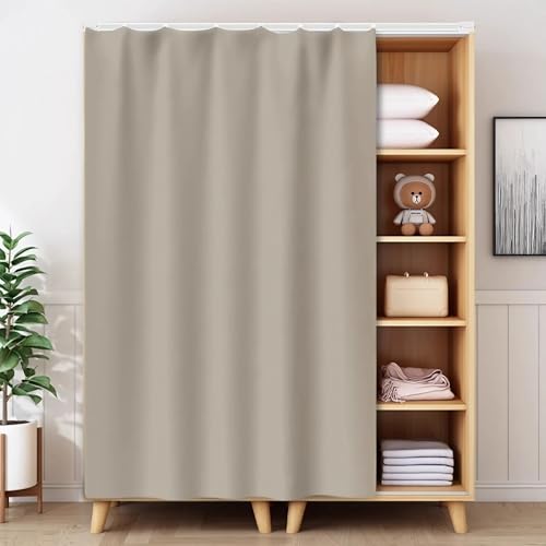 YSPZDQ Stanzfrei Schrank Vorhang, Wasserdicht Verdunkelung Vorhang für Schrank, Dicker Schrankvorhang zum Schieben, Regal Vorhang für Küche & Fenster(Stone Grey,W 50 x H 70cm) von YSPZDQ