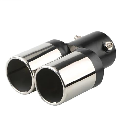 YSQOFJDFJ Auspuffrohr 1 STÜCKE 2,5 "Einlass Dekoration Chrom Endrohr Styling Auspuff Trim Schalldämpfer Rohr Schwanz Edelstahl Gebogene Doppel Outlet Endrohr(Blackchrome Straight) von YSQOFJDFJ